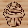Fancy Cupcake Design Clip Art A stylized illustration of a cupcake with frosting and sprinkles, suitable for digital design and cutting projects.