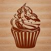 Sweet Treat Clip Art Image A single, ornate cupcake with frosting and sprinkles.
