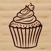 Colorful Cake Illustration A colorful illustration of a single serving-sized dessert cake with creamy frosting.