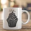 Cute SVG Cake Illustration A cartoon cupcake design made with vector lines and shapes, suitable for commercial or personal use.