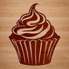 A single-serving dessert made from layers of cake and frosting, depicted in a simple design.