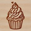 Vector illustration of a single serving dessert cupcake on a white background.