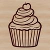 Simple Dessert Clip Art Vector graphic design of a single serving dessert cake with frosting and decorations.