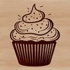 Decorative Cupcake Vector Graphic Vector graphic of a decorated cupcake featuring colorful swirls on top.