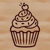 Smooth Surface Food Design A vector design representation of a small dessert cake with a smooth surface and decorative toppings.