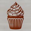 Free Downloadable Cake Design A cartoon cupcake with colorful frosting and sprinkles.