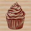 Sweet Treat Design Element A digital design element featuring a stylized cupcake dessert with creamy icing and decorative toppings.