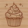 Stylized Bakery Treat Vector A vector graphic design featuring a stylized cupcake with decorative details and texture.