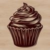 SVG Cupcake Clip Art for Crafting A digital illustration of a single serving dessert cake on a flat surface.