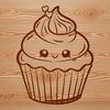 Beautiful Cupcake SVG Graphic A colorful illustration of a single cupcake on a flat surface, perfect for vector design and cutting machine projects.