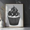 Stylized Cupcake Vector Art A vector graphic design featuring a stylized cupcake with decorations, suitable for printing or cutting.