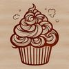 Frosted Cupcake Clip Art A single cupcake with frosting and sprinkles on top, suitable for vector design.