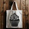 Vanilla Cake Clip Art A single serving of vanilla cake with creamy frosting in a small paper wrapper.