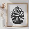 Delicious Dessert Graphic SVG A vector graphic design featuring a solo cupcake with creamy topping and colorful sprinkles on top.
