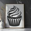 Customizable Cake Design Template A sweet illustration of a single-tiered cupcake with colorful frosting and decorations.