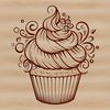 Delicious Cake Graphic A simple illustration of a single layer cupcake with frosting and sprinkles on top.