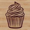 Editable Cupcake Design Clipart An editable vector design of a classic dessert featuring a rounded cake topped with creamy frosting.