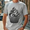 Flourless Treat Vector Art A single-serving dessert made from flour, sugar, and eggs, typically frosted with icing.
