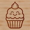 Hand-Drawn Sweet Treat Icon A simple line drawing of a cupcake, suitable for use in digital designs.