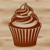 A vector graphic representation of a cupcake dessert with intricate design details.