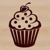 A digital vector design of a simple cupcake dessert with creamy details.