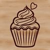 Whimsical Cupcake with Love Hearts Design A stylized illustration of a cupcake decorated with heart shapes, created using a cutting machine design format.