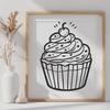 Decorative Cupcake Design Simple vector design of a decorated cupcake, suitable for various applications including graphic designs and crafts projects.