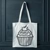 A decorative cupcake illustration with layered design elements, suitable for graphic design projects.