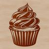 A single tiered dessert with frosting and sprinkles, suitable for vector art designs.