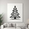 A simple illustration of a Christmas tree with branches and ornaments.