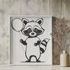 A vector illustration of a raccoon's face with detailed features.