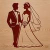 Lovely Wedding Couple Silhouette A bride and groom standing together in front of an altar, holding hands.