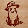 Cartoon Ferret Silhouette with Topper A cartoon illustration of a ferret wearing a hat.
