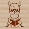 Whimsical Alpaca Reader An illustration of a South American camelid, the alpaca, sitting with its head in a book.
