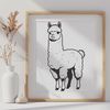 Cute South American Camelid Illustration A digital illustration of a South American camelid alpaca in a natural setting.