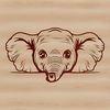 Safari Animal Design Template A cartoon elephant peeking out from behind a tree, suitable for vector design and clip art.