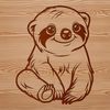 An SVG graphic design of a cute sloth with detailed fur texture.
