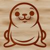 Line Drawing Seal Illustration A simple line drawing of a smiling seal in the ocean.