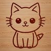 Feline Line Art Illustration A simple line drawing of a cute kitten sitting in a relaxed pose.