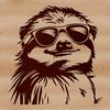 A cartoon sloth wearing sunglasses, depicted in simple vector lines.