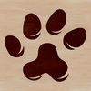 Vector graphic representation of multiple paw impressions featuring detailed lines and contours.