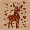 Cute Donkey Clip Art A donkey character standing on four legs with love hearts around its head.