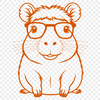 Cute Rodent Wearing Glasses Vector A rodent, the capybara, depicted wearing glasses in a vector design.