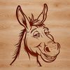 A simplified illustration of a donkey's head, suitable for digital design.