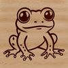 Colorful Frog Illustration A simple line drawing of a smiling frog in various colors.