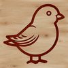 Simple line drawing of a cute bird character.