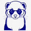 Ferret Portrait in Vector Style A ferret wearing glasses, depicted in simple vector graphics.