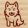 A simple line drawing of a cute animal, sitting in a relaxed pose.