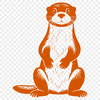 A vector graphic design featuring a detailed image of an otter's head and body.