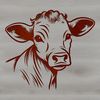Adorable Farm Friends Vector Graphic A cow with its head facing forward, illustrated in a simple vector style.